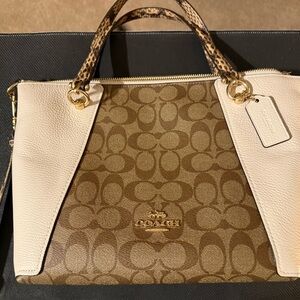 Coach Brown and White Signature Satchel